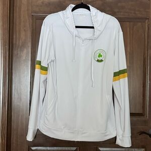 America’s Shamrock Run White Hoodie with Green and Yellow Stripes Size XL